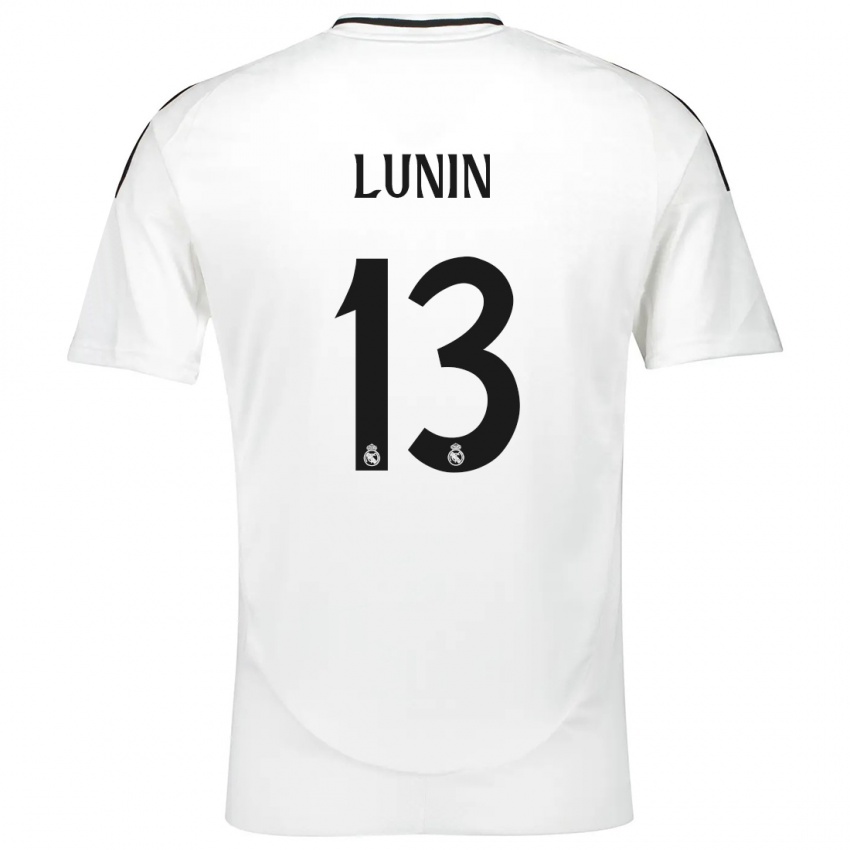 Lapset Andriy Lunin #13 Valkoinen Kotipaita 2024/25 Lyhythihainen Paita T-Paita