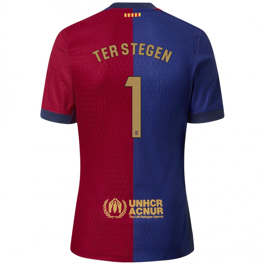 Lapset Marc-Andre Ter Stegen #1 Sininen Punainen Kotipaita 2024/25 Lyhythihainen Paita T-Paita