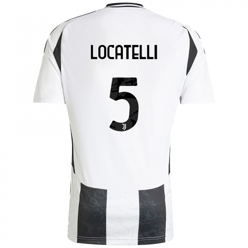 Lapset Manuel Locatelli #5 Valkoinen Musta Kotipaita 2024/25 Lyhythihainen Paita T-Paita