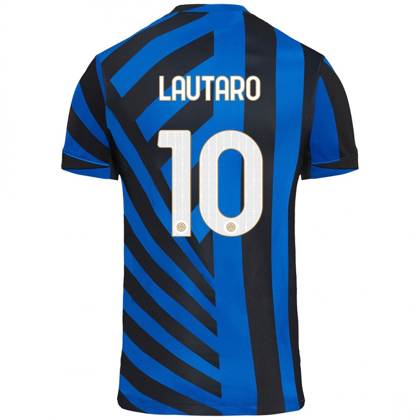 Lapset Lautaro Martinez #10 Sininen Musta Kotipaita 2024/25 Lyhythihainen Paita T-Paita