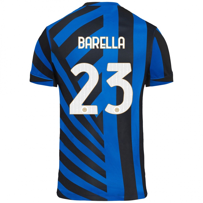 Lapset Nicolo Barella #23 Sininen Musta Kotipaita 2024/25 Lyhythihainen Paita T-Paita