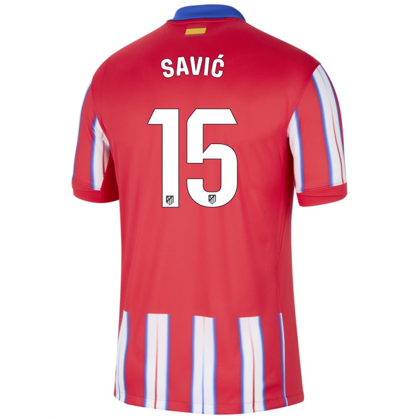 Lapset Stefan Savic #15 Punainen Valkoinen Sininen Kotipaita 2024/25 Lyhythihainen Paita T-Paita