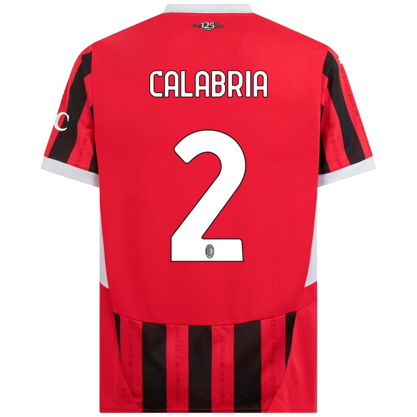 Lapset Davide Calabria #2 Punainen Musta Kotipaita 2024/25 Lyhythihainen Paita T-Paita