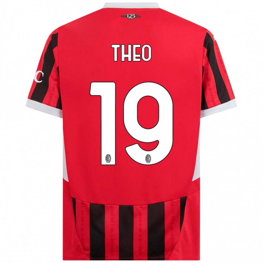 Lapset Theo Hernandez #19 Punainen Musta Kotipaita 2024/25 Lyhythihainen Paita T-Paita