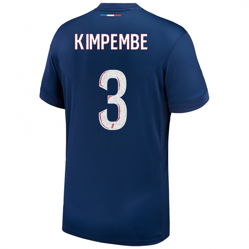 Lapset Presnel Kimpembe #3 Tummansininen Valkoinen Kotipaita 2024/25 Lyhythihainen Paita T-Paita