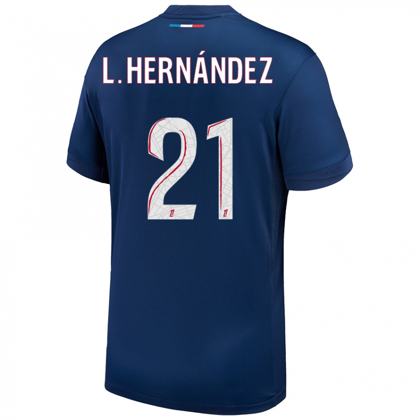 Lapset Lucas Hernandez #21 Tummansininen Valkoinen Kotipaita 2024/25 Lyhythihainen Paita T-Paita