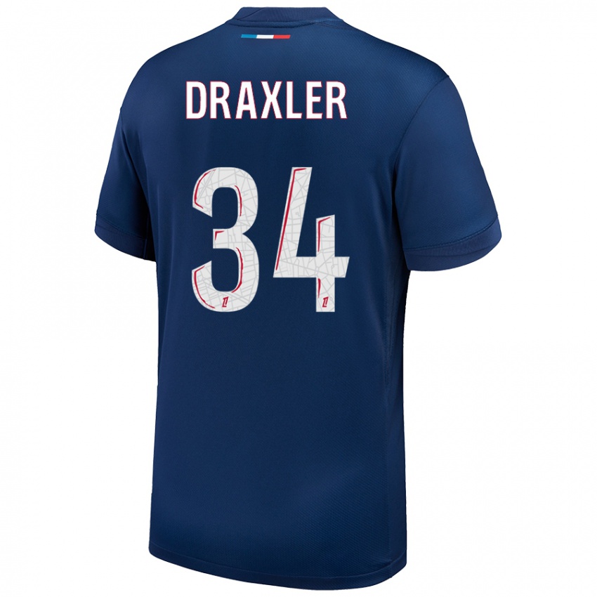 Lapset Julian Draxler #34 Tummansininen Valkoinen Kotipaita 2024/25 Lyhythihainen Paita T-Paita