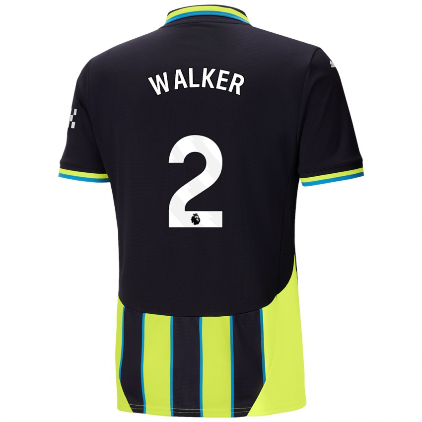 Lapset Kyle Walker #2 Sininen Keltainen Vieraspaita 2024/25 Lyhythihainen Paita T-Paita