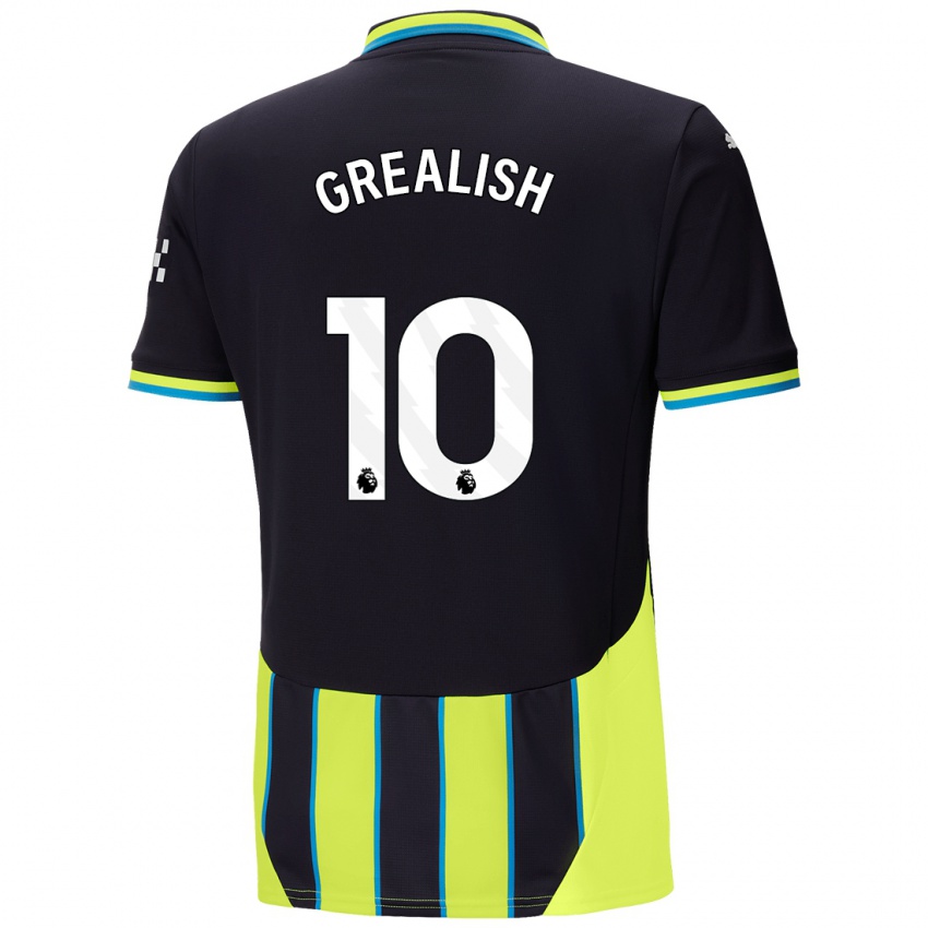 Lapset Jack Grealish #10 Sininen Keltainen Vieraspaita 2024/25 Lyhythihainen Paita T-Paita