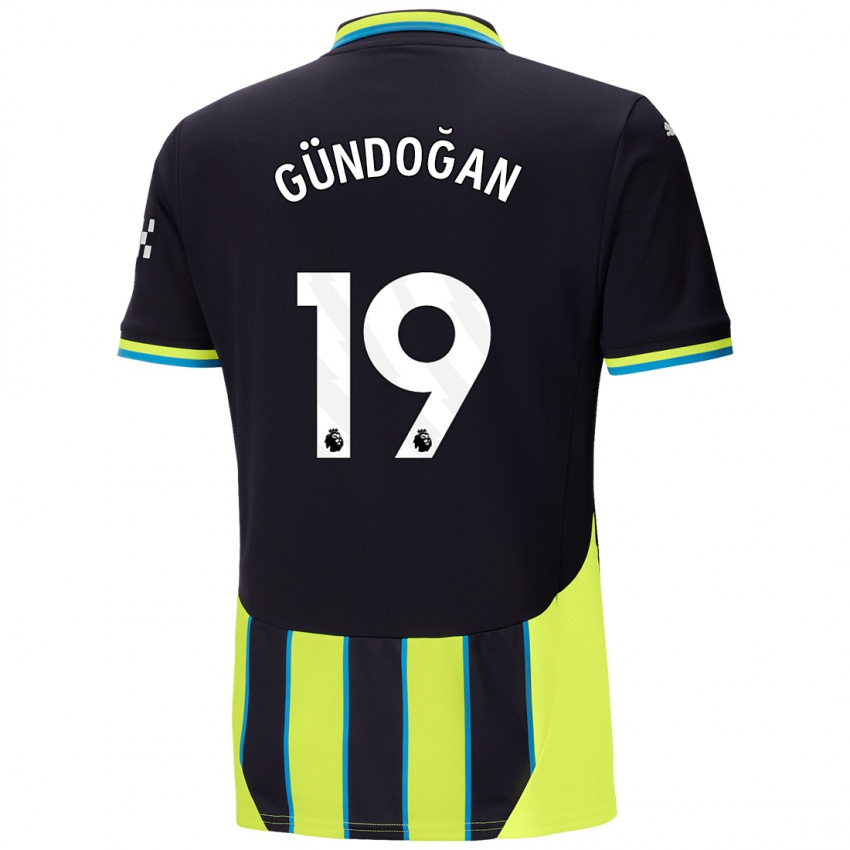 Lapset Ilkay Gundogan #19 Sininen Keltainen Vieraspaita 2024/25 Lyhythihainen Paita T-Paita