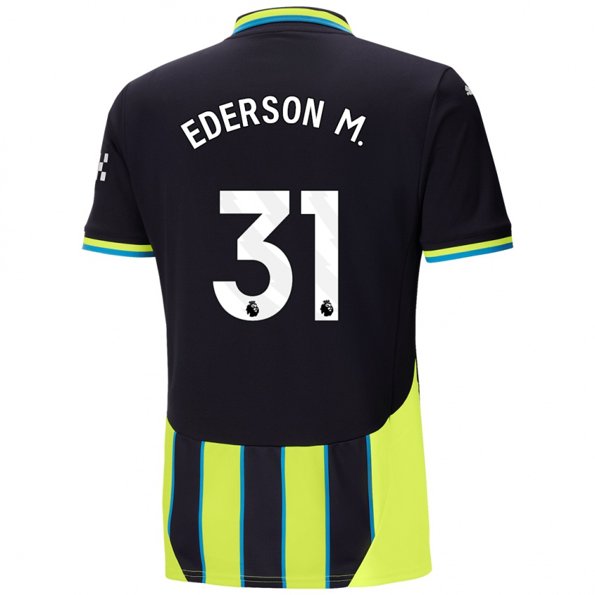 Lapset Ederson Moraes #31 Sininen Keltainen Vieraspaita 2024/25 Lyhythihainen Paita T-Paita