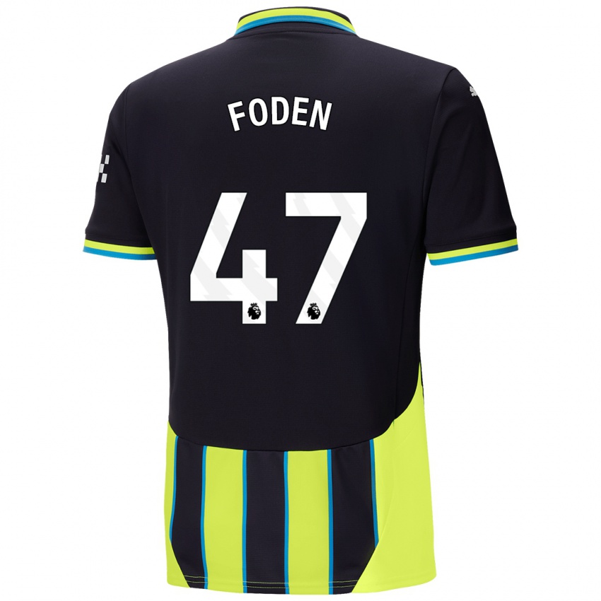 Lapset Phil Foden #47 Sininen Keltainen Vieraspaita 2024/25 Lyhythihainen Paita T-Paita