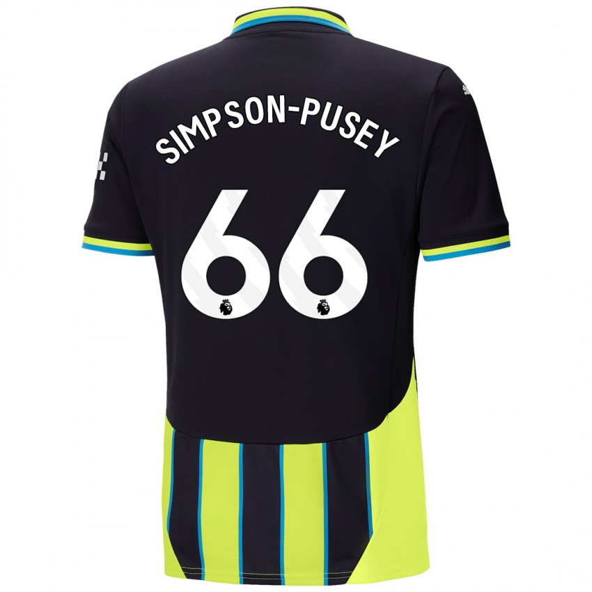 Lapset Jahmai Simpson-Pusey #66 Sininen Keltainen Vieraspaita 2024/25 Lyhythihainen Paita T-Paita