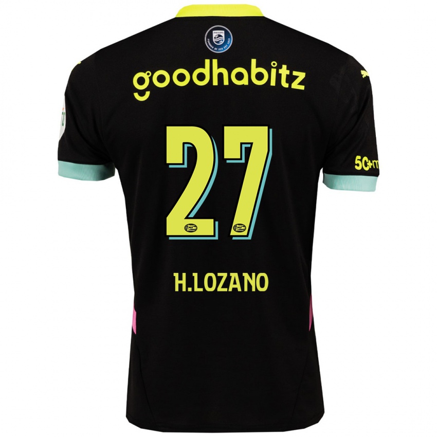 Lapset Hirving Lozano #27 Musta Keltainen Vieraspaita 2024/25 Lyhythihainen Paita T-Paita