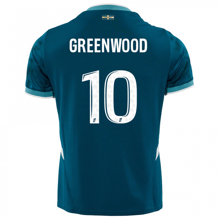 Lapset Mason Greenwood #10 Turkoosinsininen Vieraspaita 2024/25 Lyhythihainen Paita T-Paita