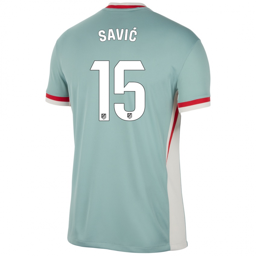 Lapset Stefan Savic #15 Vaalea Beige Sininen Vieraspaita 2024/25 Lyhythihainen Paita T-Paita