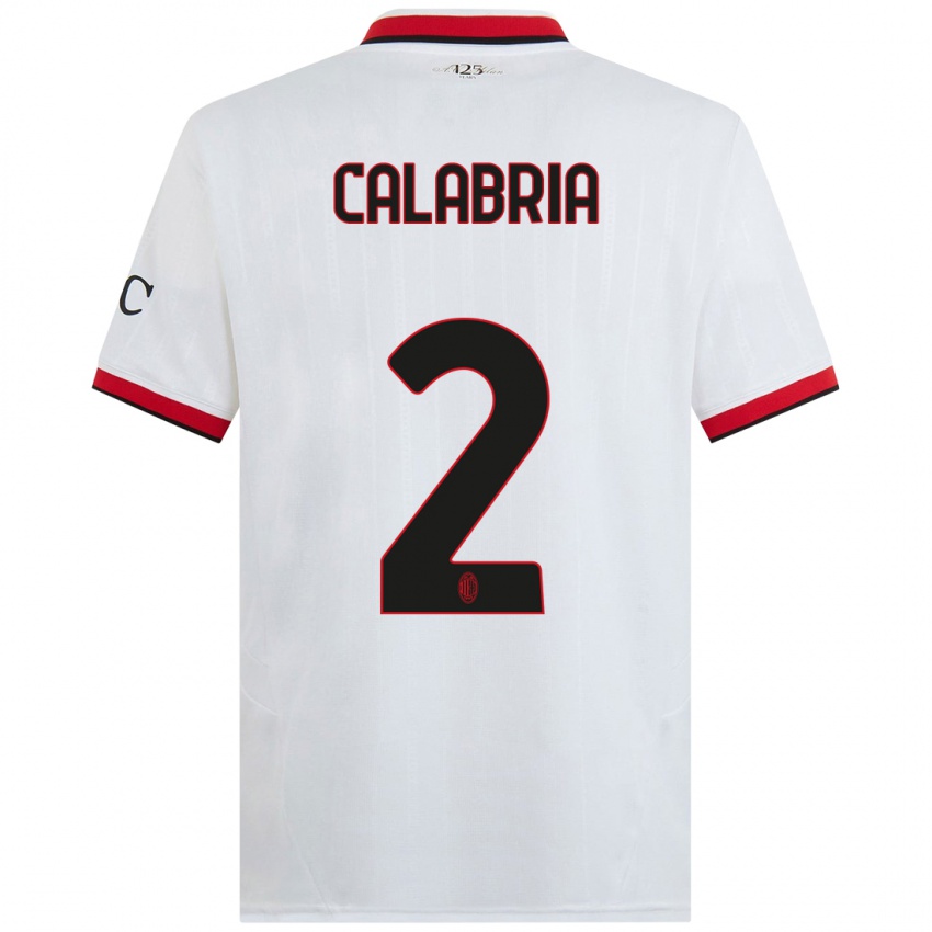 Lapset Davide Calabria #2 Valkoinen Musta Punainen Vieraspaita 2024/25 Lyhythihainen Paita T-Paita