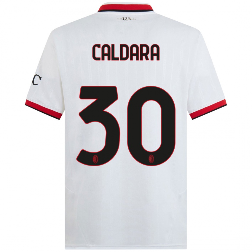 Lapset Mattia Caldara #30 Valkoinen Musta Punainen Vieraspaita 2024/25 Lyhythihainen Paita T-Paita