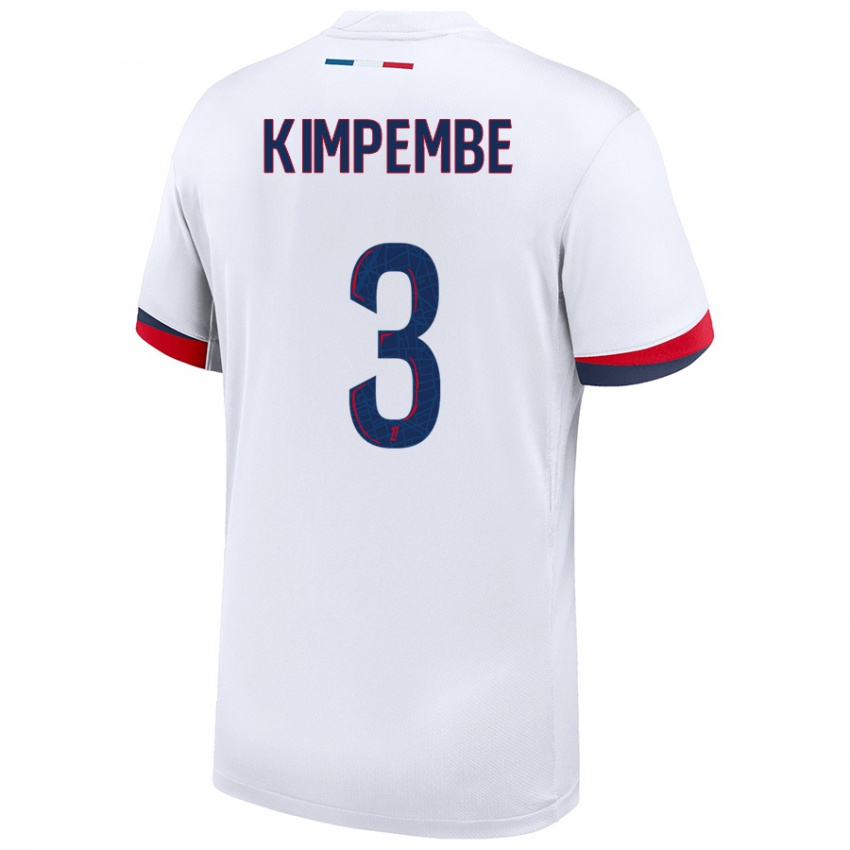 Lapset Presnel Kimpembe #3 Valkoinen Sininen Punainen Vieraspaita 2024/25 Lyhythihainen Paita T-Paita