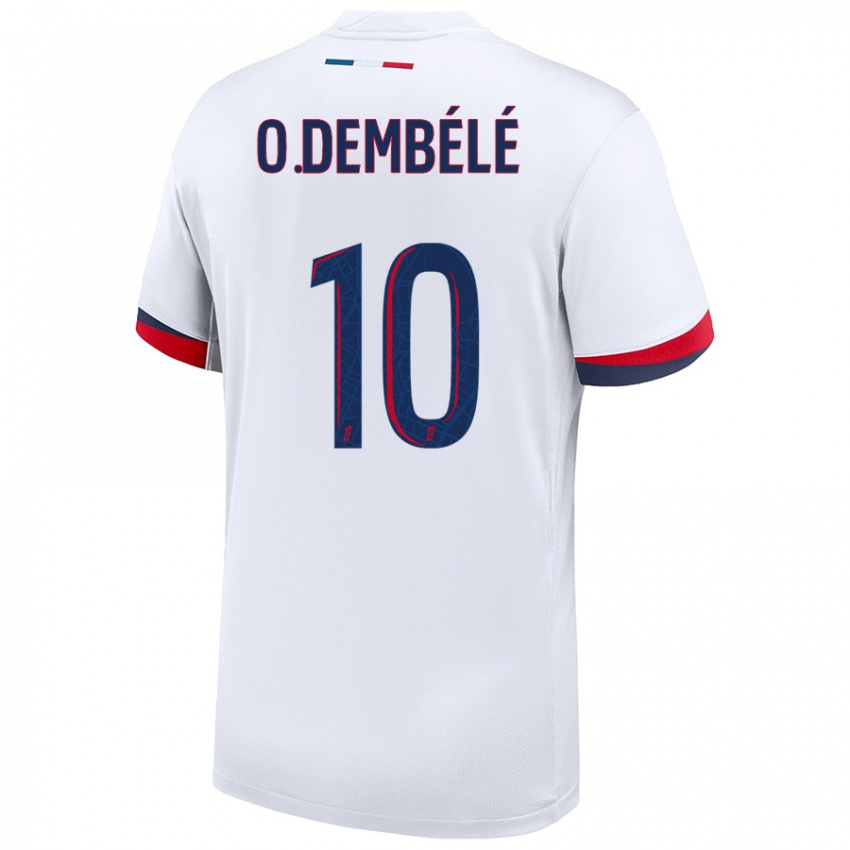 Lapset Ousmane Dembele #10 Valkoinen Sininen Punainen Vieraspaita 2024/25 Lyhythihainen Paita T-Paita