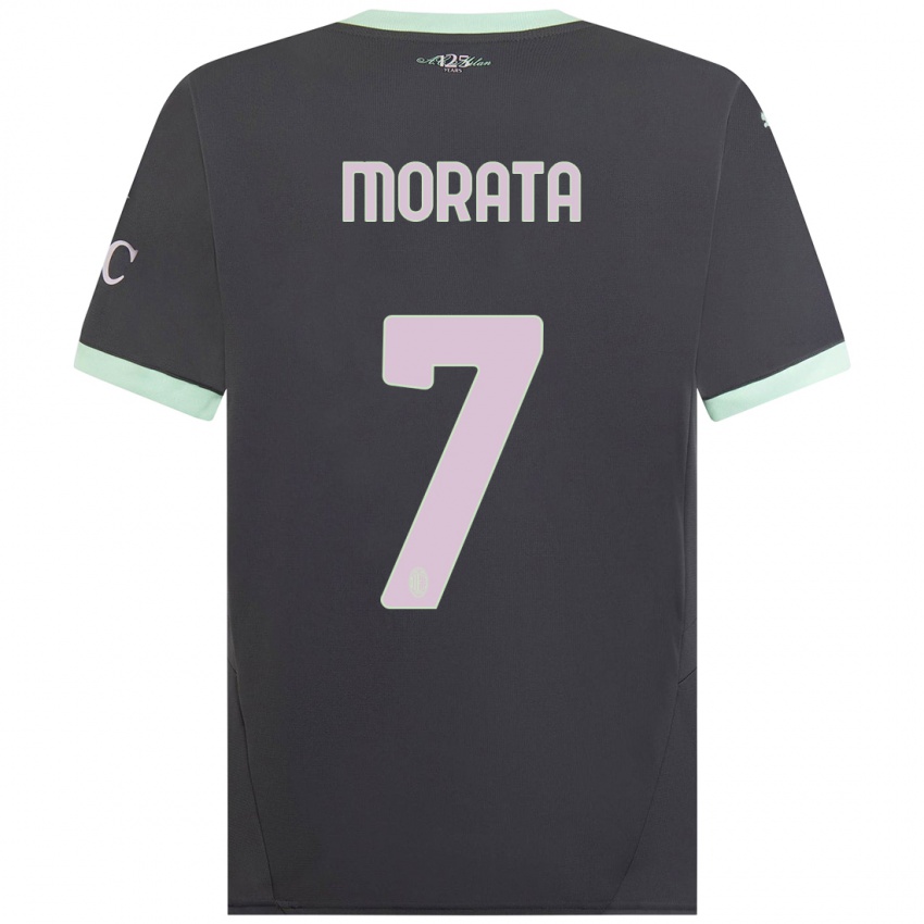 Lapset Alvaro Morata #7 Harmaa Kolmas Sarja 2024/25 Lyhythihainen Paita T-Paita