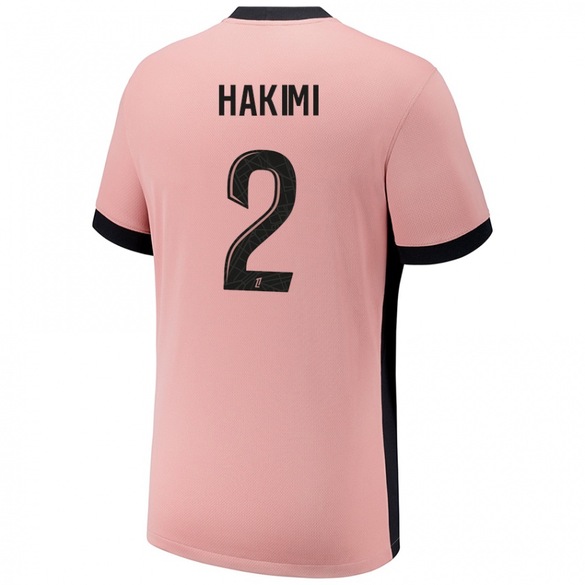 Lapset Achraf Hakimi #2 Ruosteen Pinkki Kolmas Sarja 2024/25 Lyhythihainen Paita T-Paita