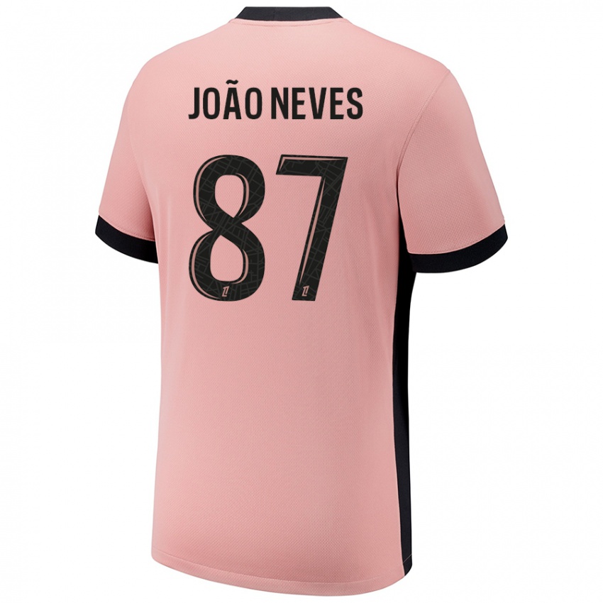 Lapset João Neves #87 Ruosteen Pinkki Kolmas Sarja 2024/25 Lyhythihainen Paita T-Paita