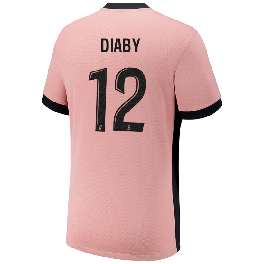 Lapset Ibrahima Diaby #12 Ruosteen Pinkki Kolmas Sarja 2024/25 Lyhythihainen Paita T-Paita