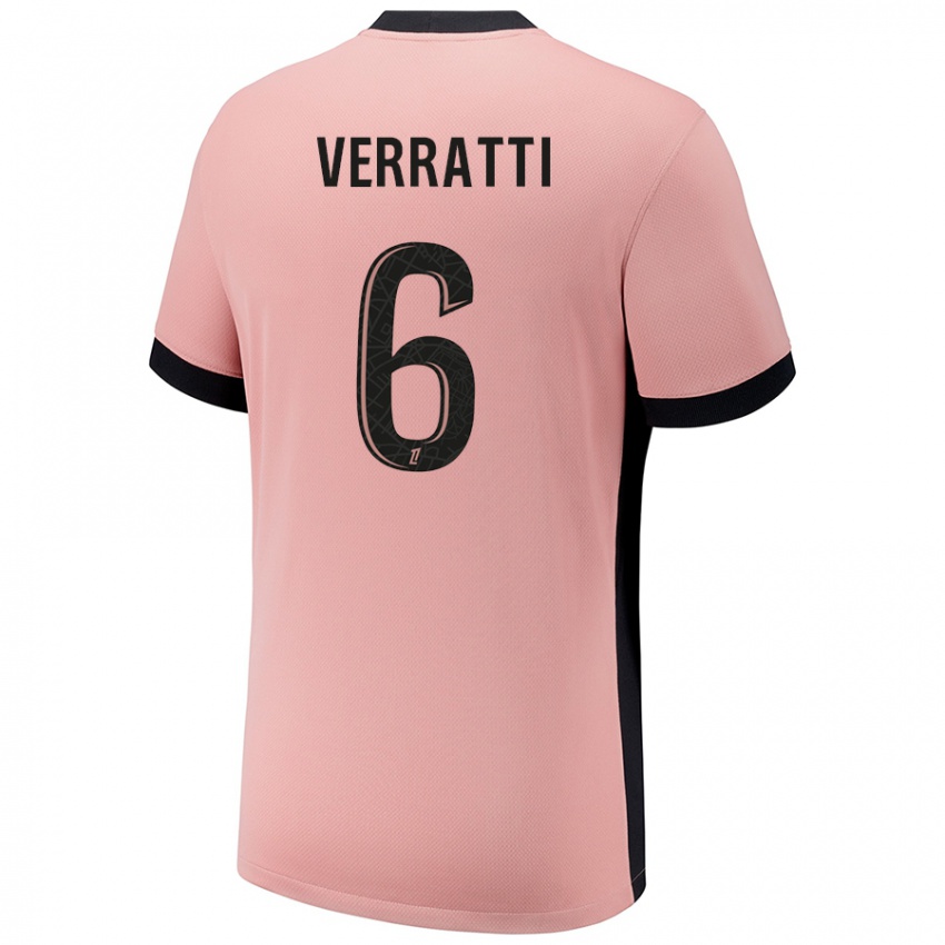 Lapset Marco Verratti #6 Ruosteen Pinkki Kolmas Sarja 2024/25 Lyhythihainen Paita T-Paita