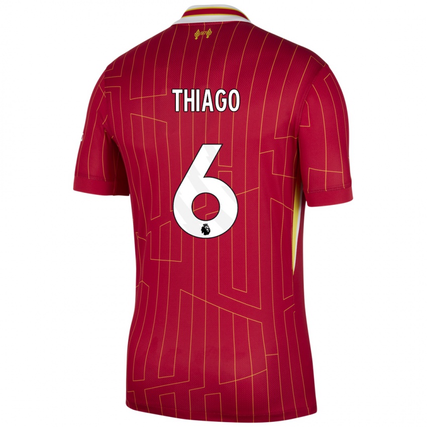 Miesten Thiago #6 Punainen Keltainen Valkoinen Kotipaita 2024/25 Lyhythihainen Paita T-Paita