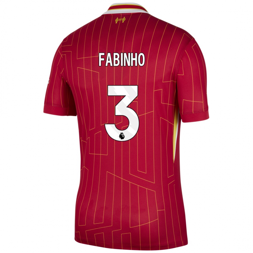 Miesten Fabinho #3 Punainen Keltainen Valkoinen Kotipaita 2024/25 Lyhythihainen Paita T-Paita