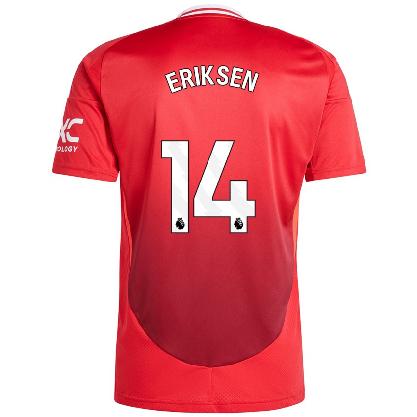 Miesten Christian Eriksen #14 Kirkkaan Punainen Kotipaita 2024/25 Lyhythihainen Paita T-Paita