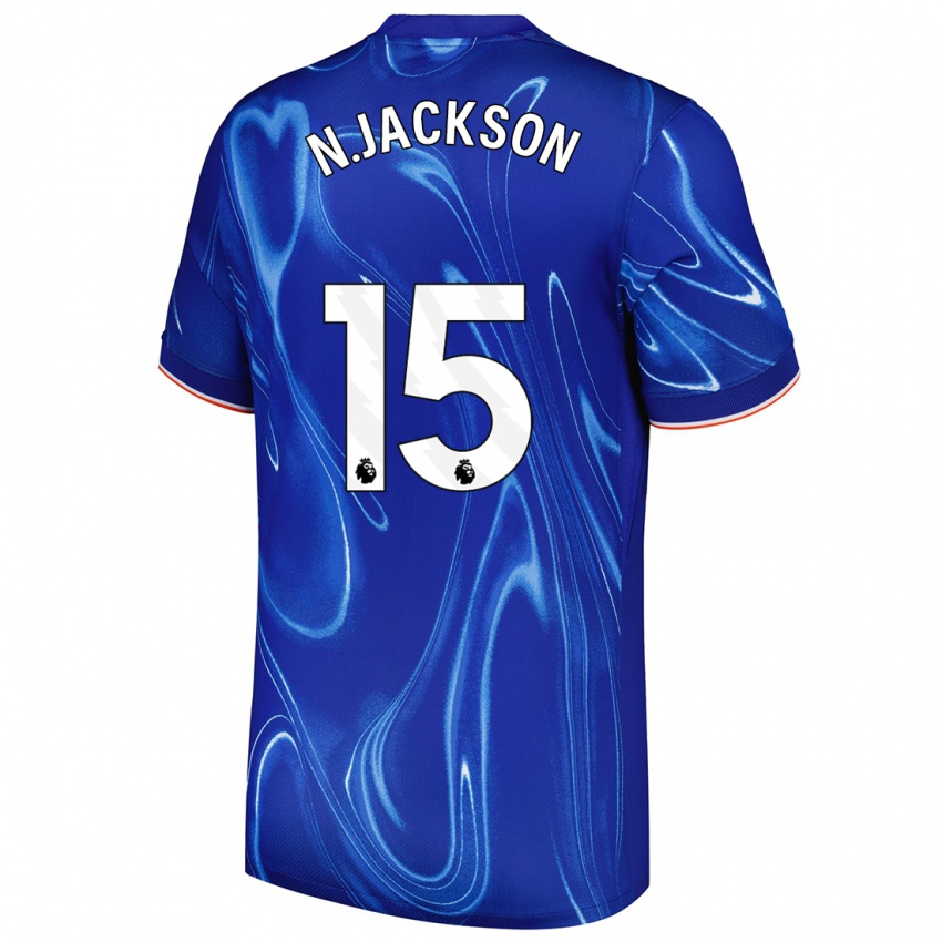 Miesten Nicolas Jackson #15 Sininen Valkoinen Kotipaita 2024/25 Lyhythihainen Paita T-Paita