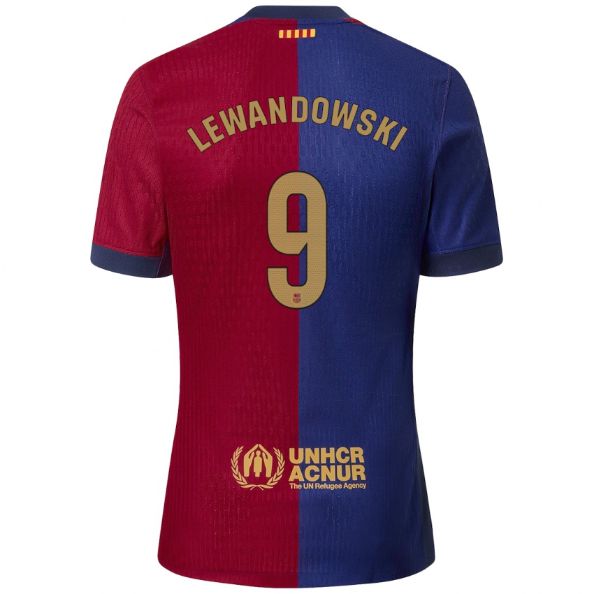 Miesten Robert Lewandowski #9 Sininen Punainen Kotipaita 2024/25 Lyhythihainen Paita T-Paita