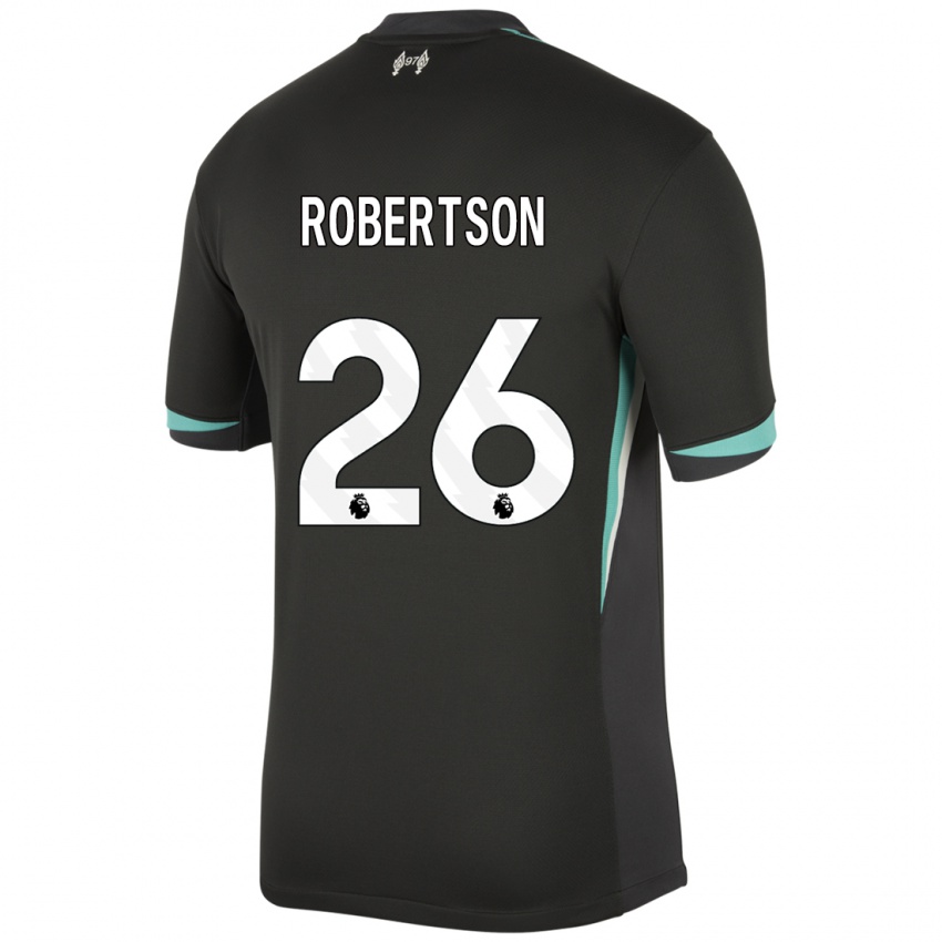 Miesten Andrew Robertson #26 Musta Antrasiitti Valkoinen Vieraspaita 2024/25 Lyhythihainen Paita T-Paita