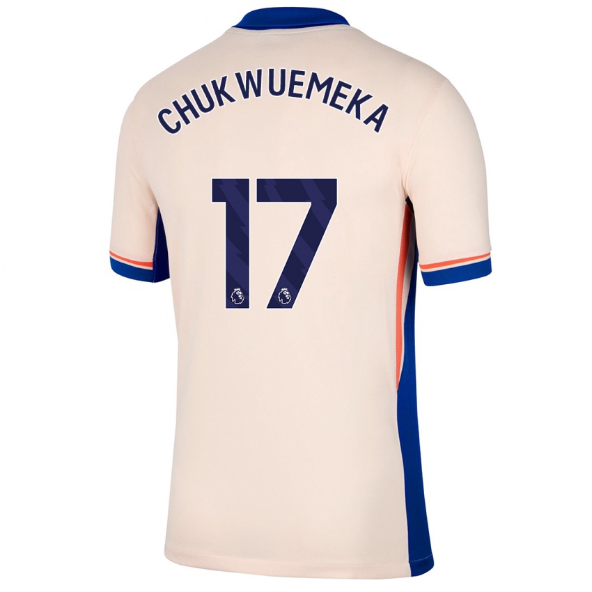 Miesten Carney Chukwuemeka #17 Vaalea Beige Vieraspaita 2024/25 Lyhythihainen Paita T-Paita