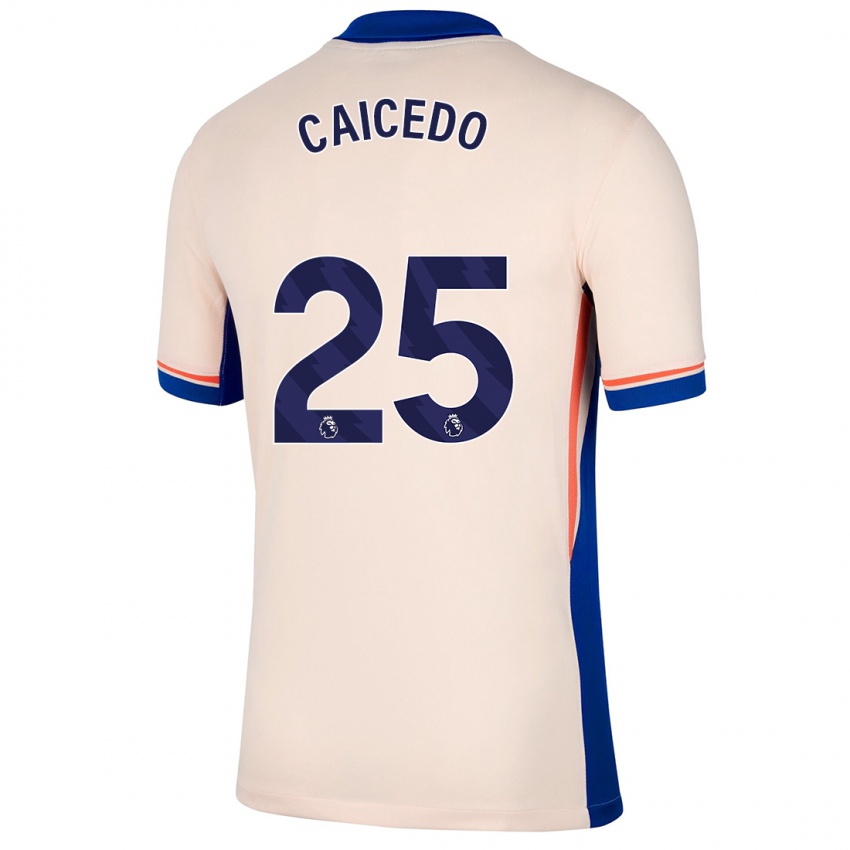 Miesten Moises Caicedo #25 Vaalea Beige Vieraspaita 2024/25 Lyhythihainen Paita T-Paita