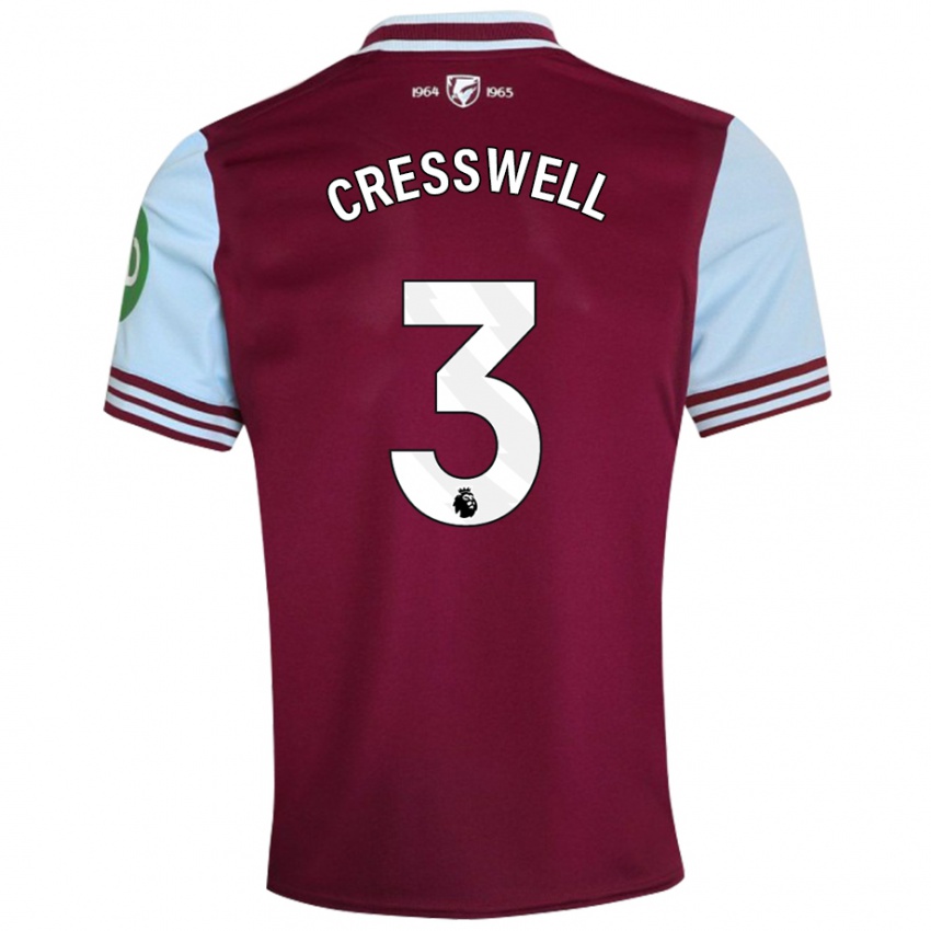 Lapset Aaron Cresswell #3 Tummanpunainen Kotipaita 2024/25 Lyhythihainen Paita T-Paita