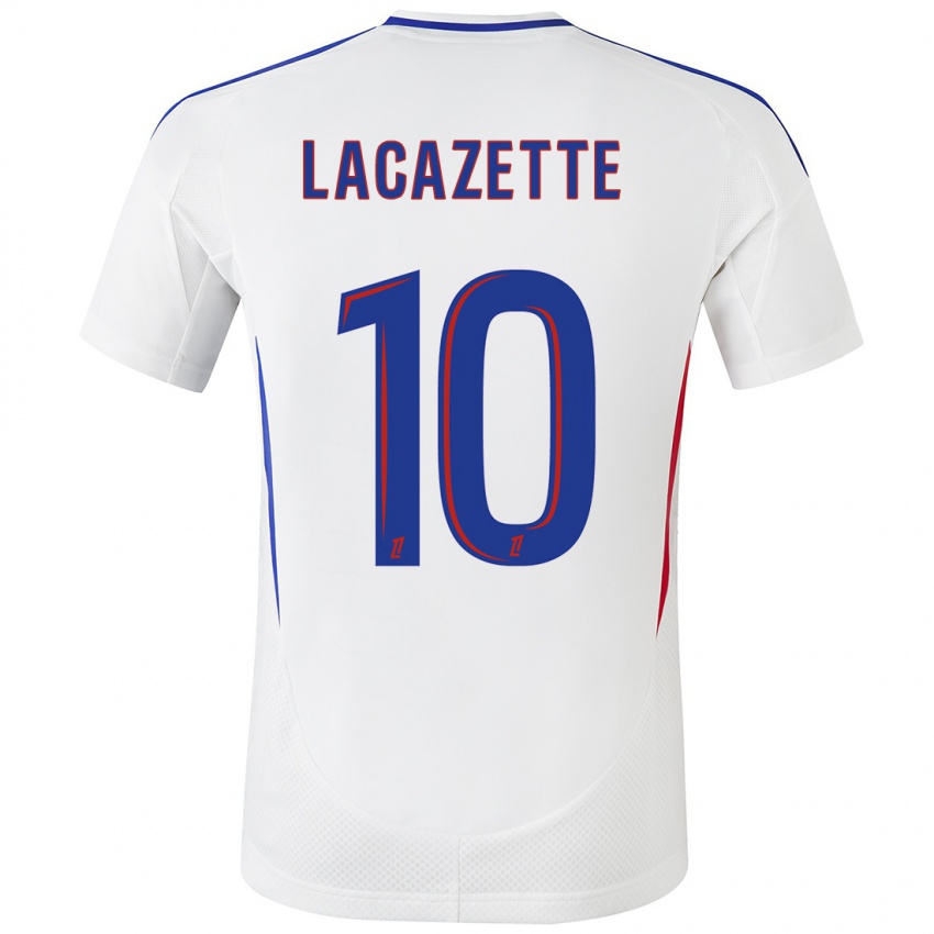 Lapset Alexandre Lacazette #10 Valkoinen Sininen Kotipaita 2024/25 Lyhythihainen Paita T-Paita