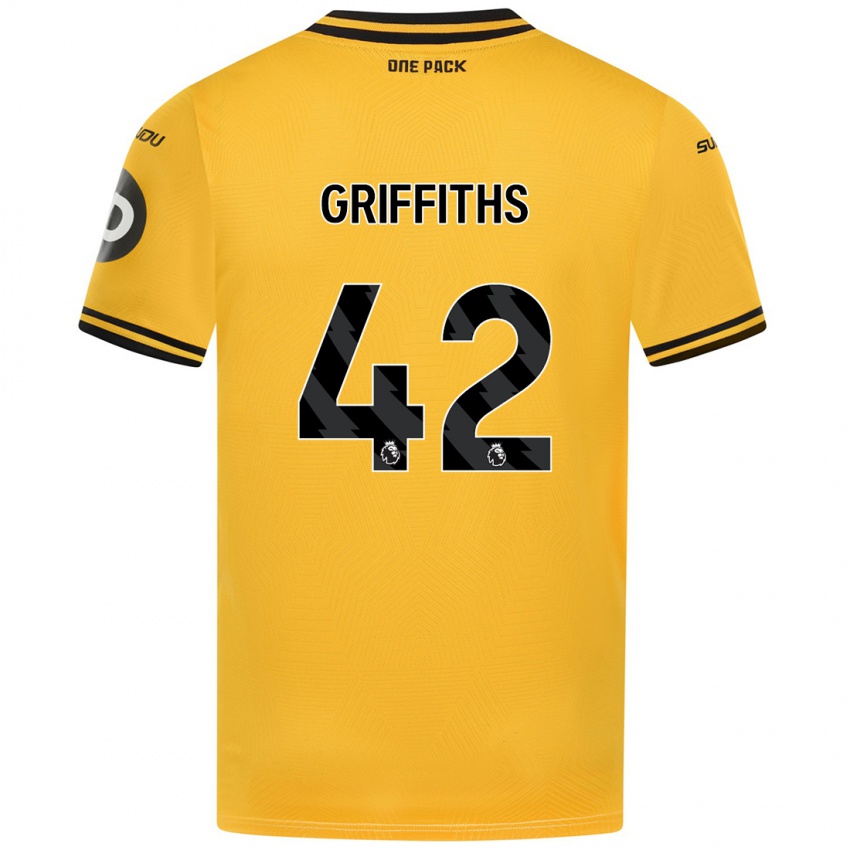 Lapset Harvey Griffiths #42 Keltainen Kotipaita 2024/25 Lyhythihainen Paita T-Paita