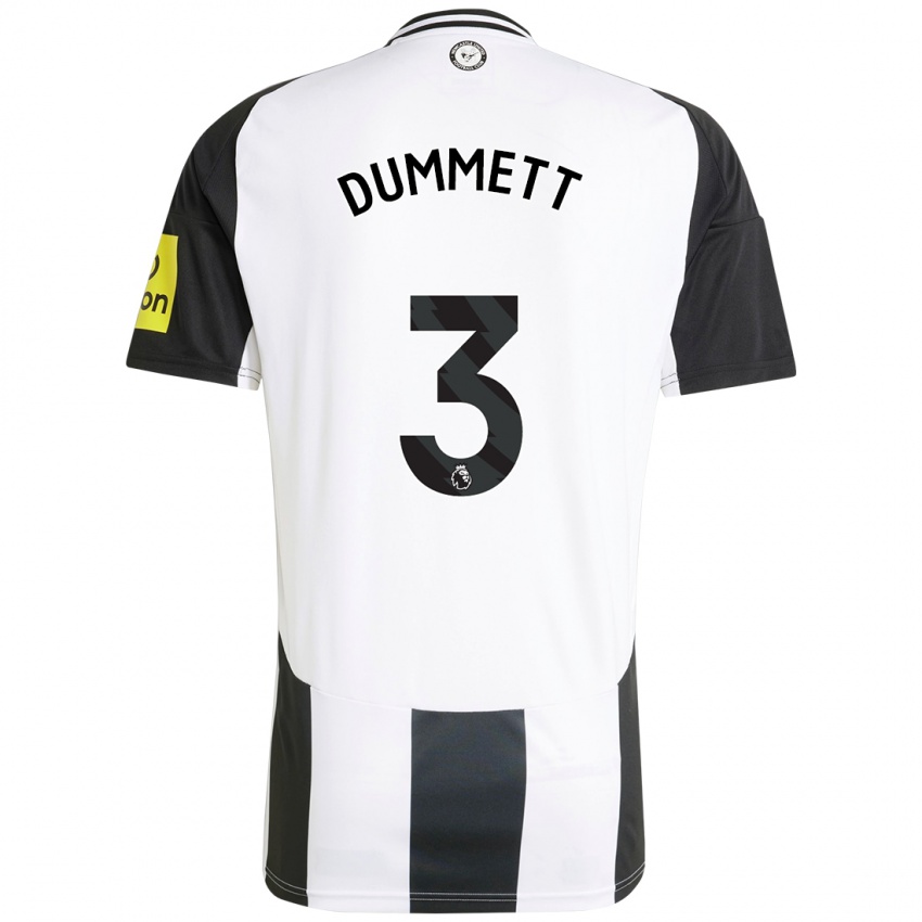 Lapset Paul Dummett #3 Valkoinen Musta Kotipaita 2024/25 Lyhythihainen Paita T-Paita