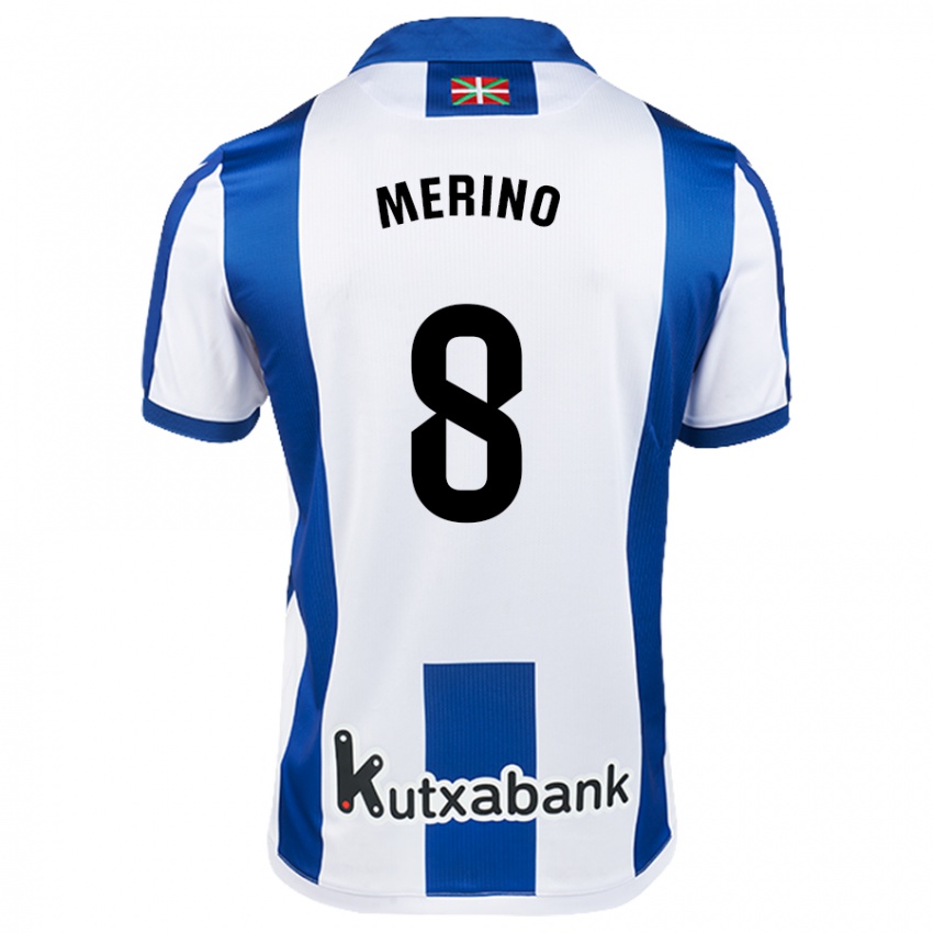 Lapset Mikel Merino #8 Valkoinen Sininen Kotipaita 2024/25 Lyhythihainen Paita T-Paita