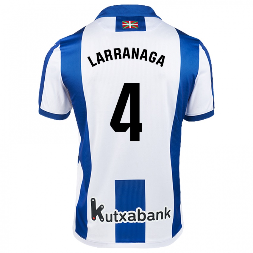 Lapset Aitor Larrañaga #4 Valkoinen Sininen Kotipaita 2024/25 Lyhythihainen Paita T-Paita