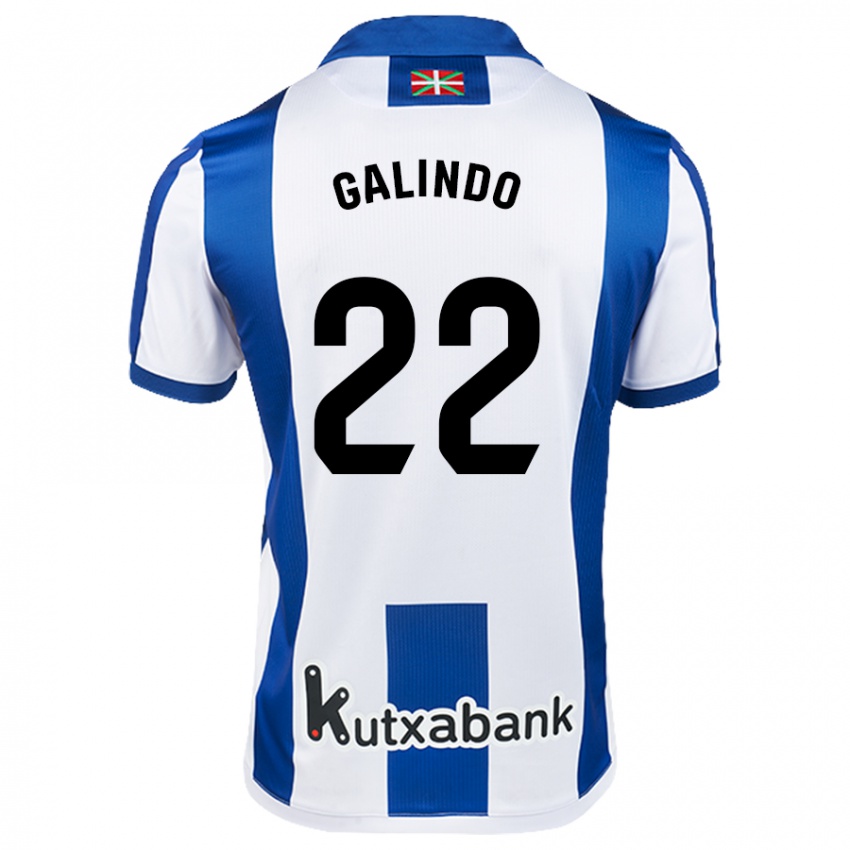 Lapset Iker Galindo #22 Valkoinen Sininen Kotipaita 2024/25 Lyhythihainen Paita T-Paita