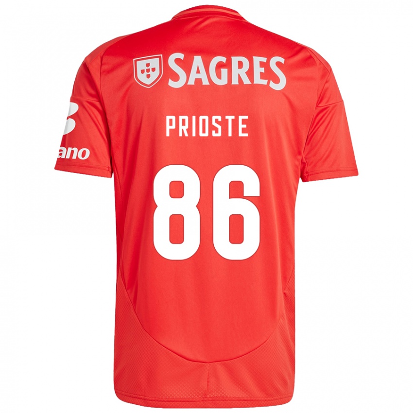 Lapset Diogo Prioste #86 Punainen Valkoinen Kotipaita 2024/25 Lyhythihainen Paita T-Paita