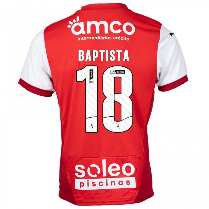 Lapset Tiago Baptista #18 Punainen Valkoinen Kotipaita 2024/25 Lyhythihainen Paita T-Paita