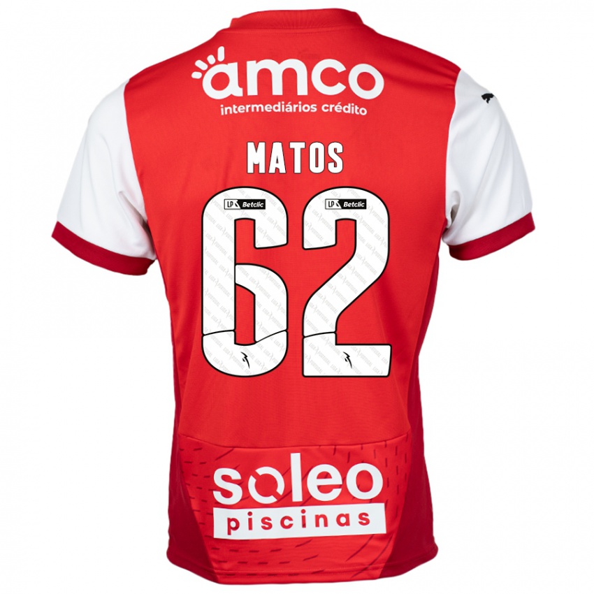 Lapset Nuno Matos #62 Punainen Valkoinen Kotipaita 2024/25 Lyhythihainen Paita T-Paita