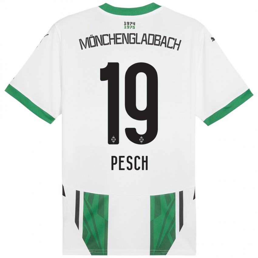 Lapset Noah Pesch #19 Valkoinen Vihreä Kotipaita 2024/25 Lyhythihainen Paita T-Paita