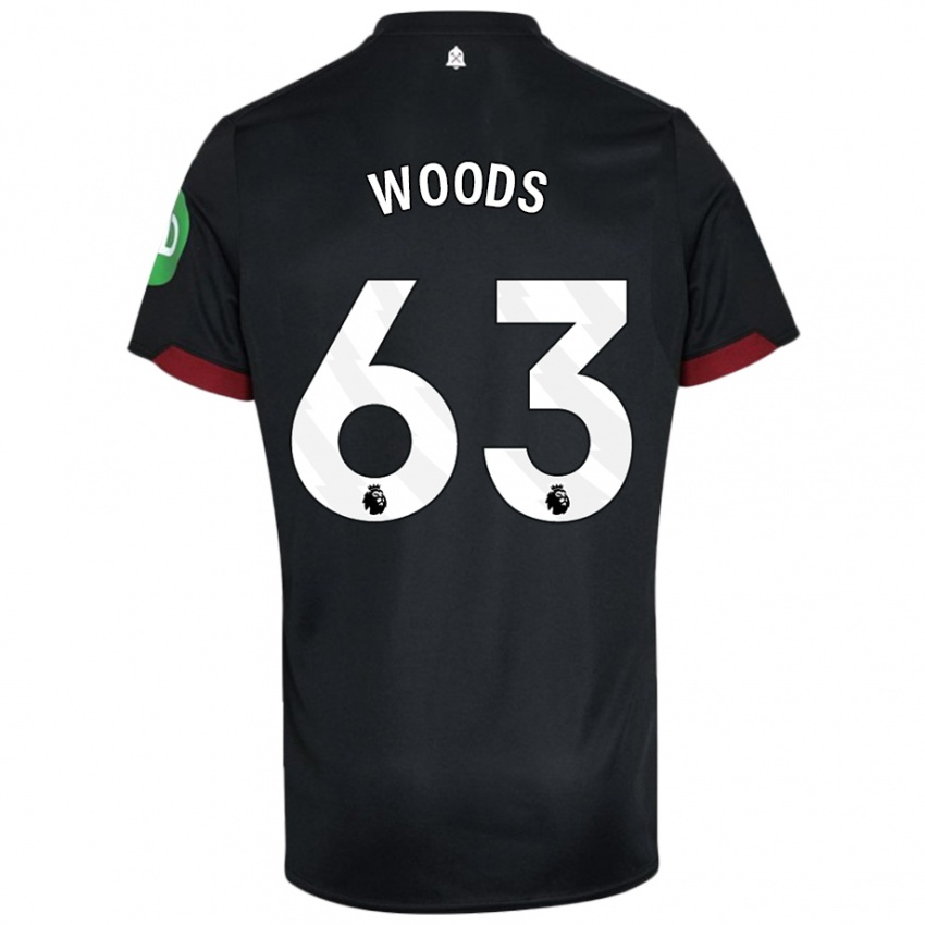 Lapset Archie Woods #63 Musta Valkoinen Vieraspaita 2024/25 Lyhythihainen Paita T-Paita