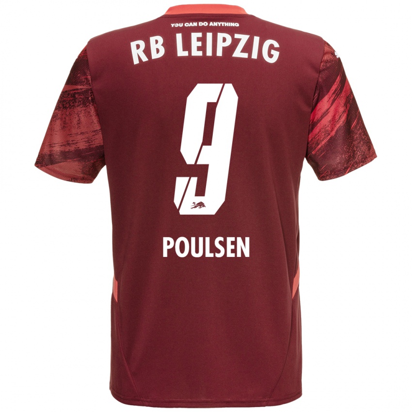 Lapset Yussuf Poulsen #9 Burgundia Vieraspaita 2024/25 Lyhythihainen Paita T-Paita